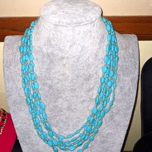 Miriam Haskell Signed Faux Turquoise Beaded Necklace